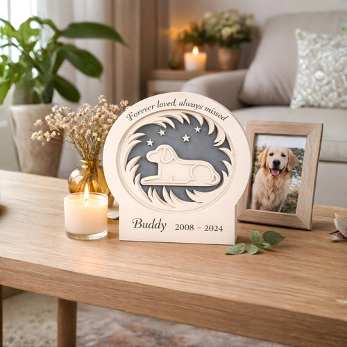 Personalized dog memorial plaque – Custom Pet Remembrance Plaque, Peaceful Dog Loss Tribute Wooden