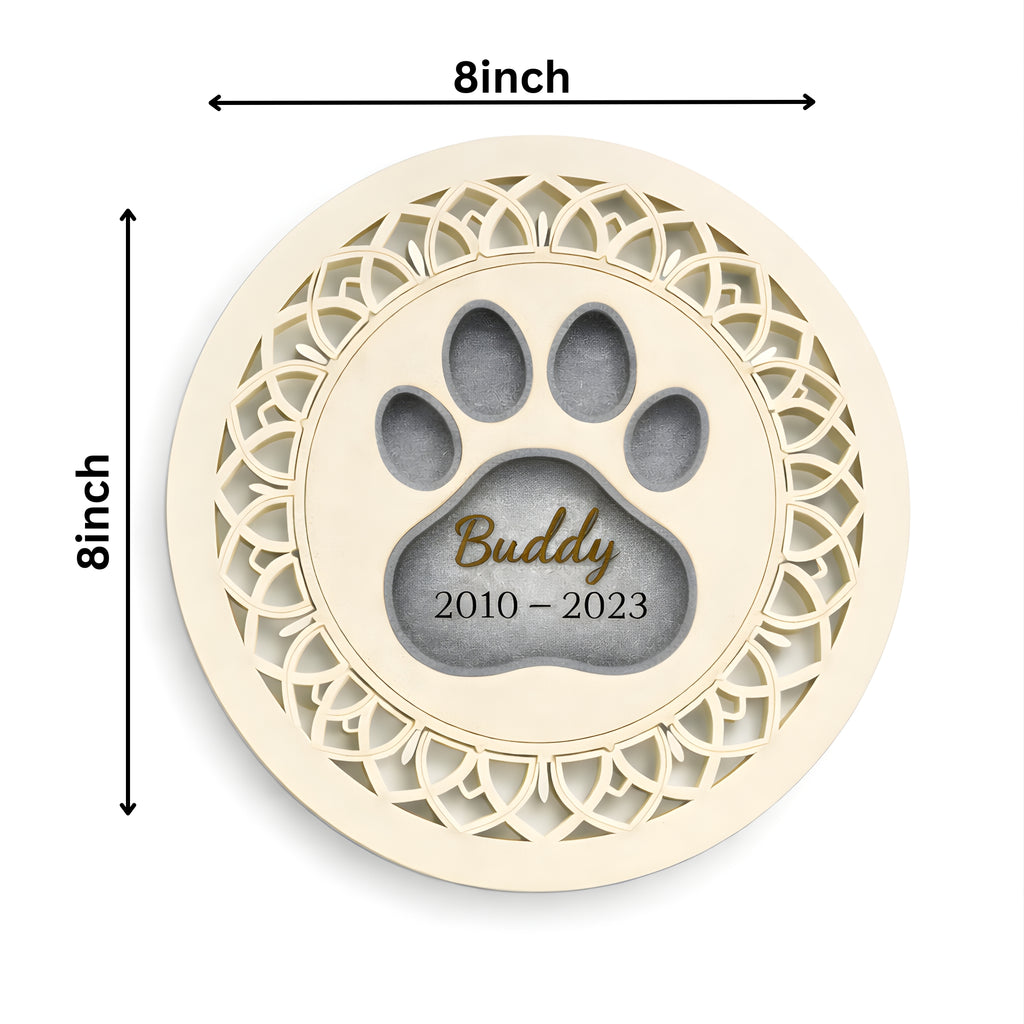 Personalized Round Dog Memorial Keepsake – Custom Paw Print Pet Remembrance Plaque, Forever in My Heart Tribute Wooden