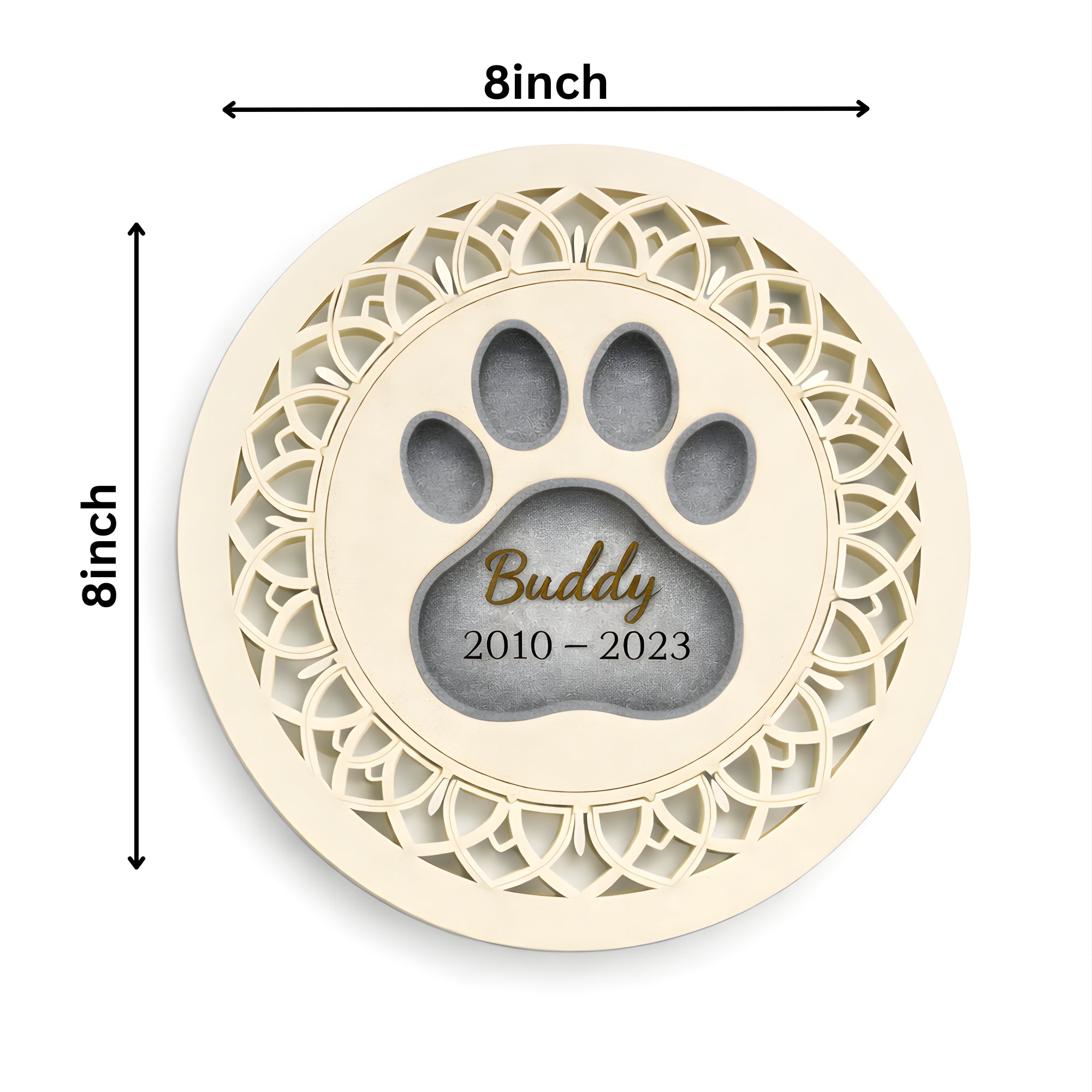 Personalized Round Dog Memorial Keepsake – Custom Paw Print Pet Remembrance Plaque, Forever in My Heart Tribute Wooden