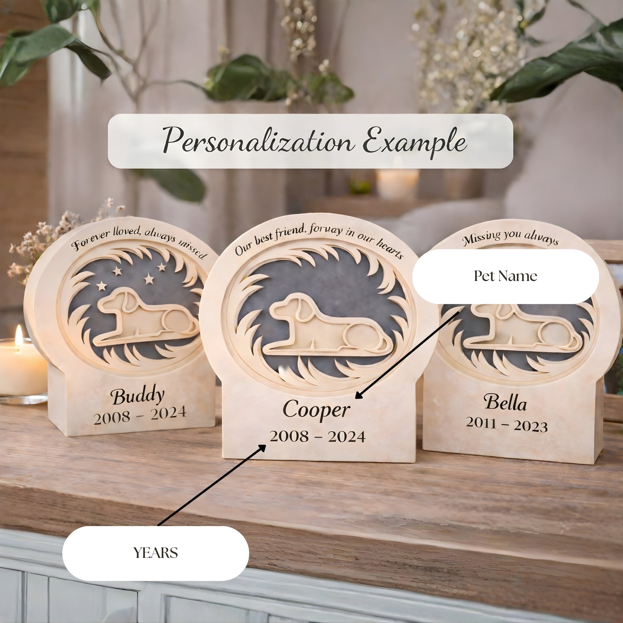 Personalized dog memorial plaque – Custom Pet Remembrance Plaque, Peaceful Dog Loss Tribute Wooden
