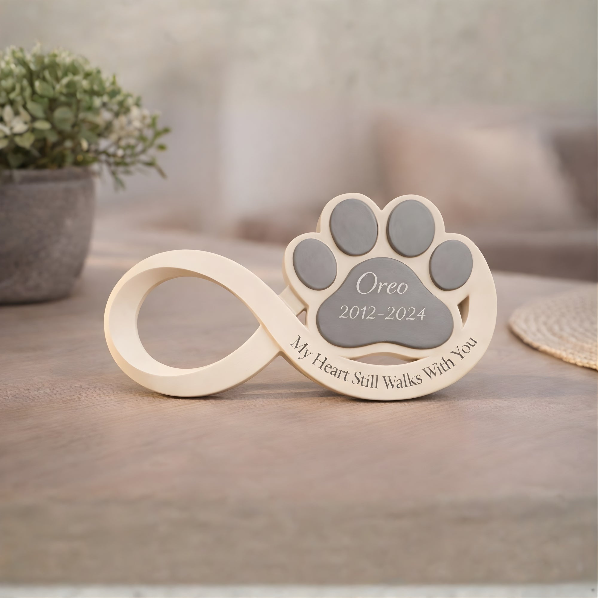 Personalized Infinity Dog Memorial Keepsake – Custom Paw Print Pet Remembrance Gift, Forever in My Heart Tribute Wooden