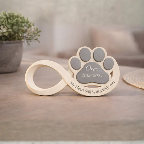 Personalized Infinity Dog Memorial Keepsake – Custom Paw Print Pet Remembrance Gift, Forever in My Heart Tribute Wooden