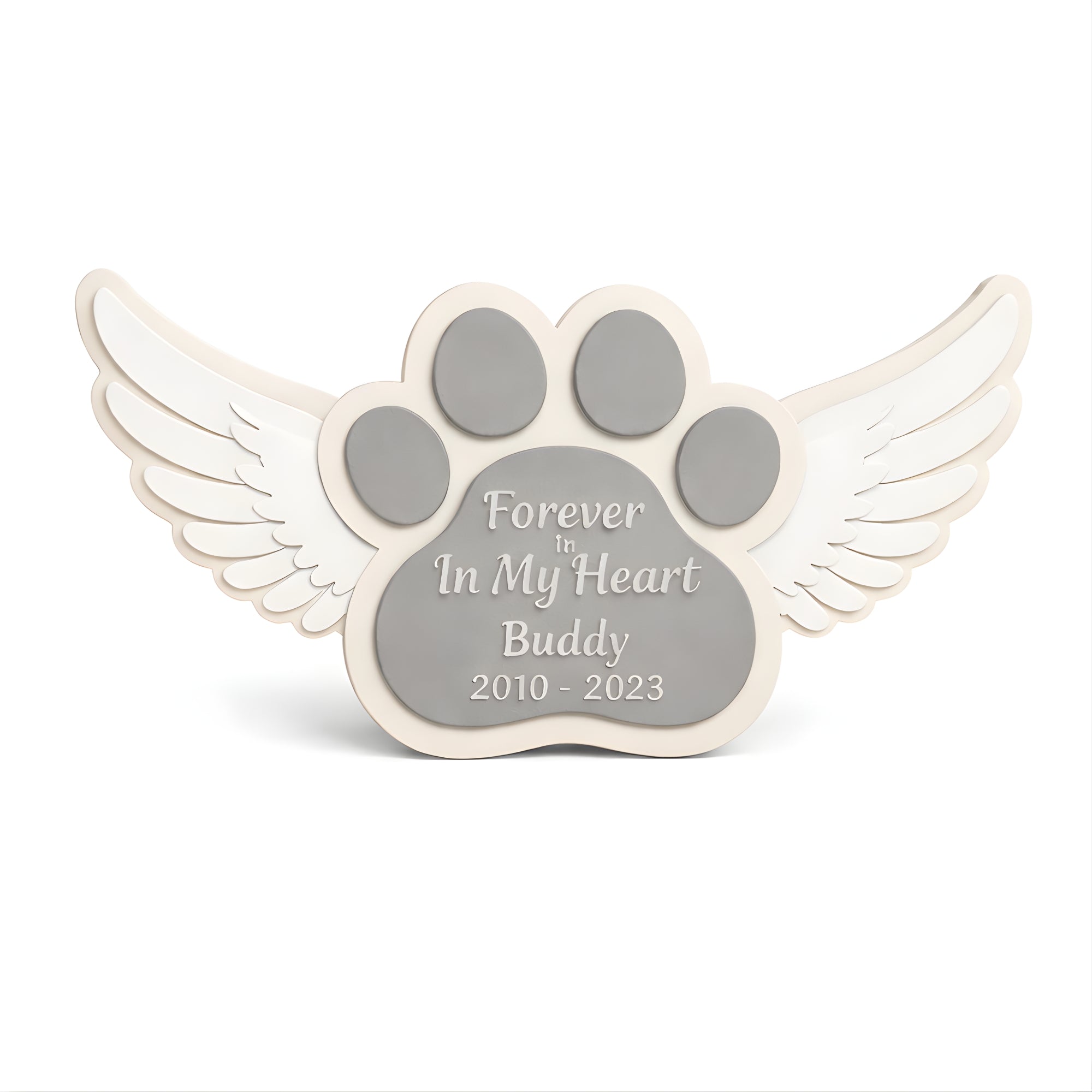 Personalized Dog Memorial Keepsake with Angel Wings – Custom Pet Loss Tribute, Wooden Paw Print Remembrance Gift